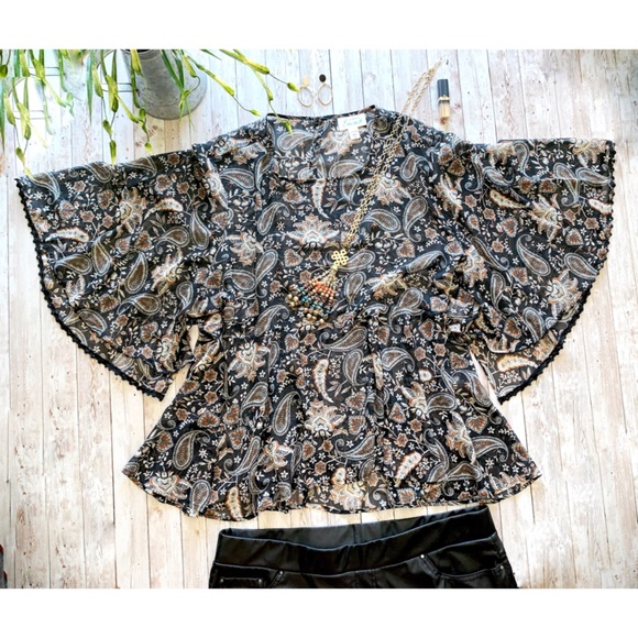 Emma paisley print bat wing blouse